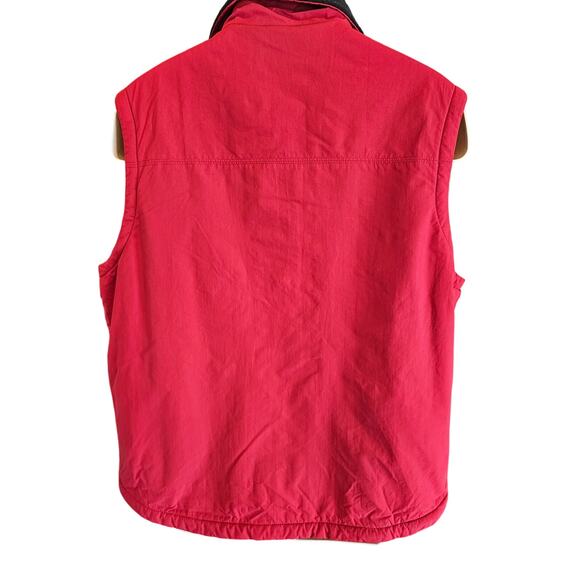 Ll bean mens L sherpa lined water resistant nylon zip pockets front vest red ^ - Picture 2 of 8
